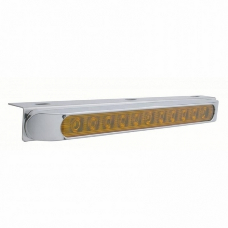 United Pacific 17-5/16" Stainless Light Bracket With 11 LED 17" Light Bar & Bezel Amber LED/Amber Lens 20905