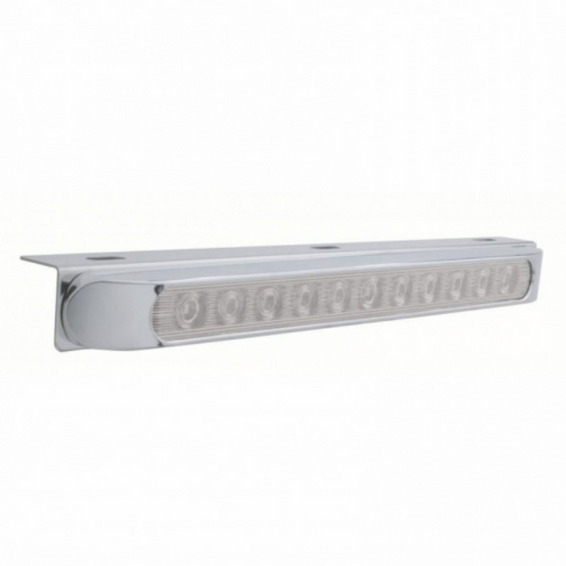 United Pacific 17-5/16" Stainless Light Bracket With 11 LED 17" Light Bar & Bezel Red LED/Clear Lens 20908