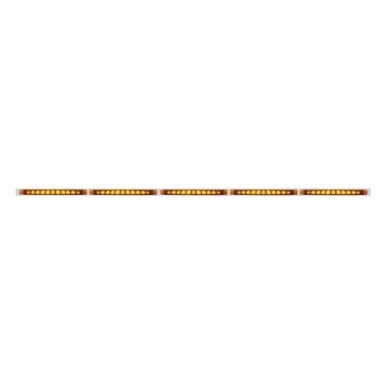 United Pacific 94" Stainless Light Bracket With 5X 11 LED 17" Light Bars Amber LED/Amber Lens 20948