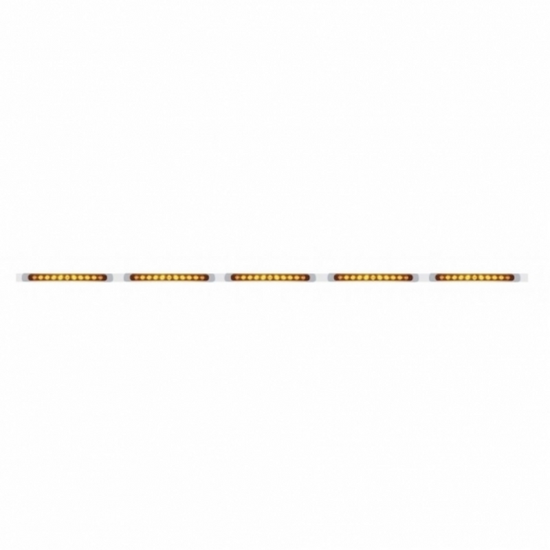 United Pacific 94" Stainless Light Bracket With 5X 11 LED 17" Light Bars & Bezels Amber LED/Amber Lens 20952