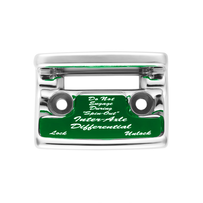 United Pacific Chrome Plastic Axle/Differential Switch Guard With Glossy Sticker For 1990-2010 Freightliner Classic-Green 21011