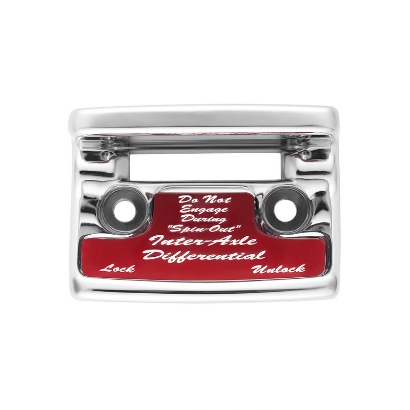 United Pacific Chrome Plastic Axle/Differential Switch Guard With Glossy Sticker For 1990-2010 Freightliner Classic-Red 21014