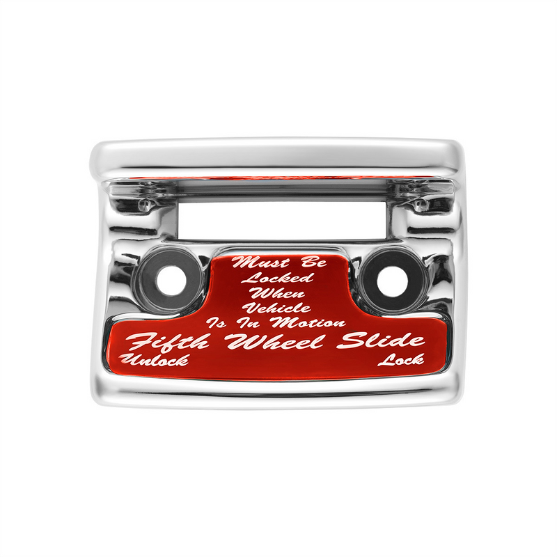 United Pacific Chrome Plastic Fifth Wheel Switch Guard With Glossy Sticker For 1990-2010 Freightliner Classic- Red Sticker 21024