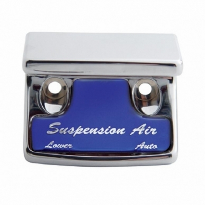 United Pacific Chrome Plastic Suspension Air Switch Guard With Glossy Sticker For 1990-2010 Freightliner Classic-Blue 21026