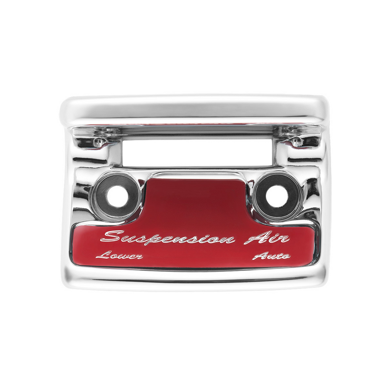 United Pacific Chrome Plastic Suspension Air Switch Guard With Glossy Sticker For 1990-2010 Freightliner Classic-Red 21030