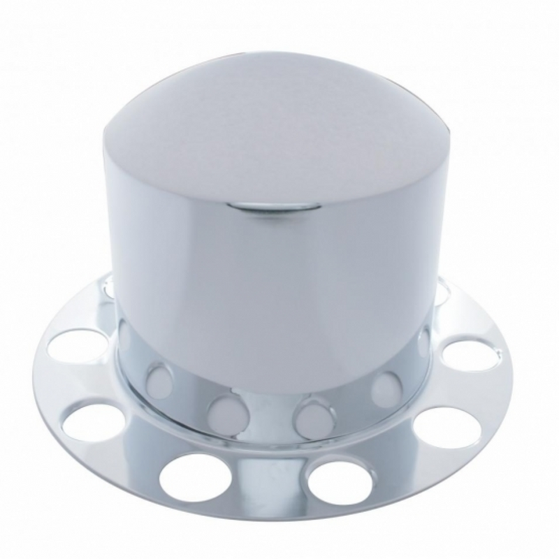 United Pacific Stainless Dome Rear Axle Cover 2PC Kit For 1-1/2" Nut Cover Aluminum Wheel 21211