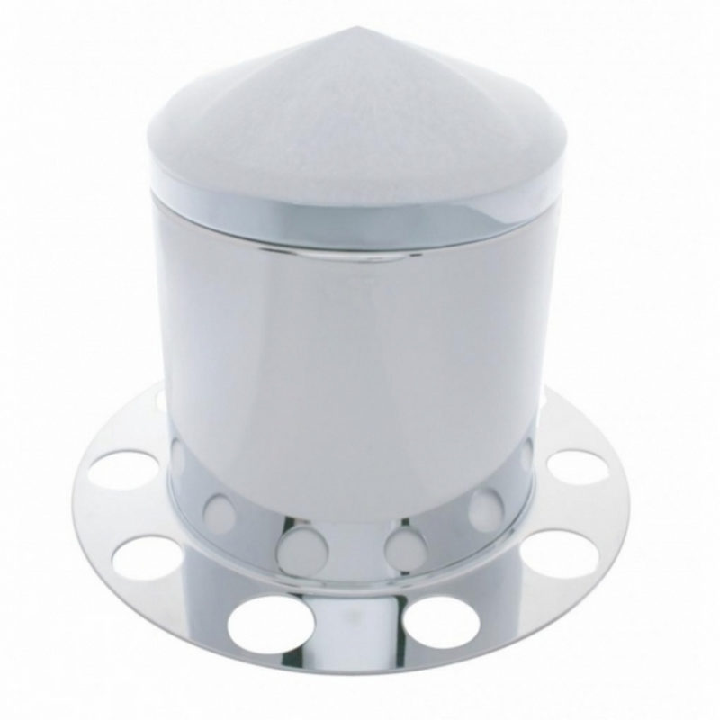 United Pacific Stainless Pointed Rear Axle Cover 3PC Kit For 1-1/2" Nut Cover Steel Wheel 21224