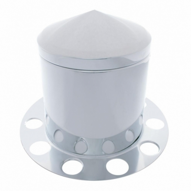 United Pacific Stainless Pointed Rear Axle Cover 3PC Kit For 1-1/2" Nut Cover Aluminum Wheel 21225