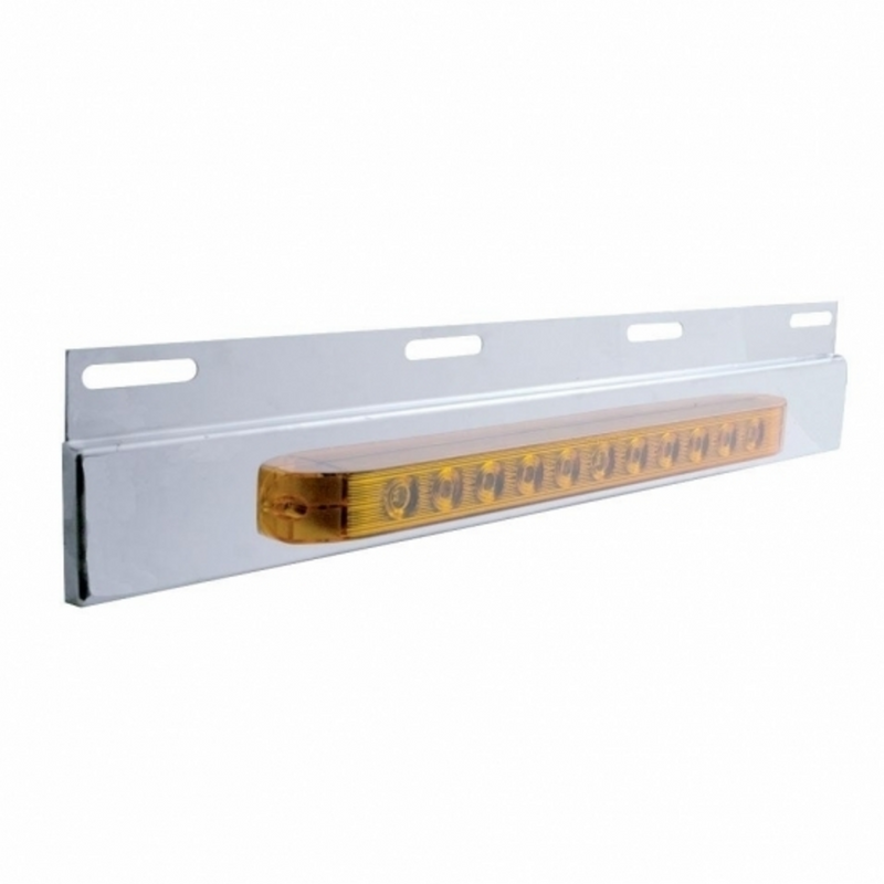 United Pacific Stainless Top Mud Flap Plate With 11 LED 17" Light Bar Amber LED/Amber Lens (Each) 21421