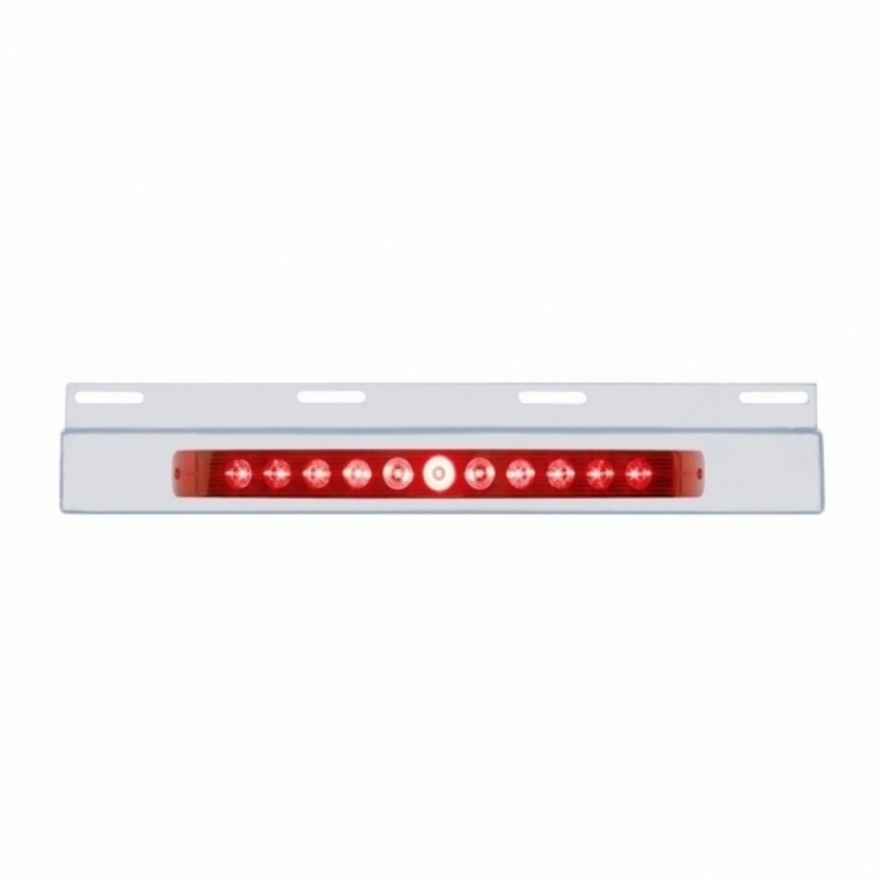 United Pacific Stainless Top Mud Flap Plate With 11 LED 17" Light Bar Red LED/Red Lens (Each) 21422