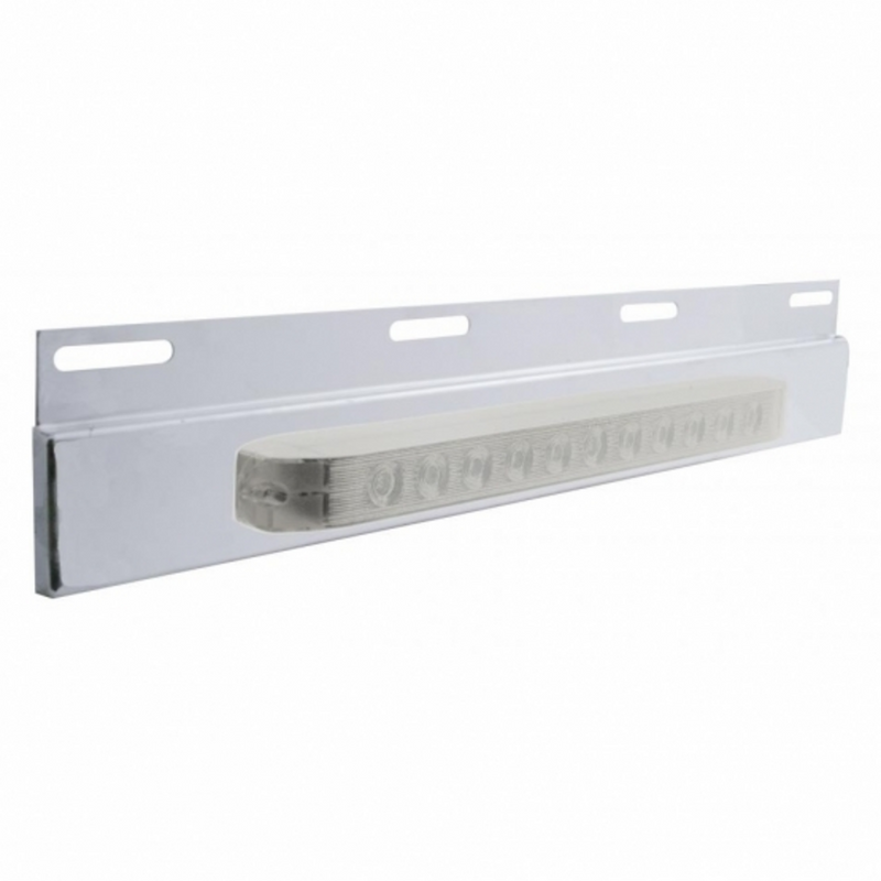 United Pacific Stainless Top Mud Flap Plate With 11 LED 17" Light Bar Amber LED/Clear Lens (Each) 21423