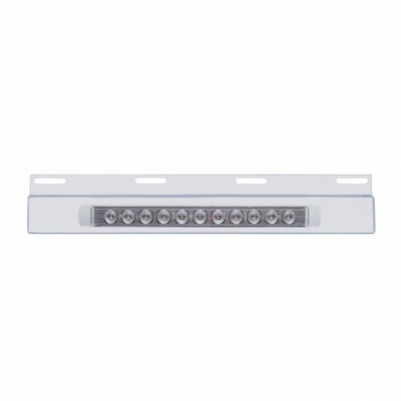 United Pacific Stainless Top Mud Flap Plate With 11 LED 17" Light Bar Red LED/Clear Lens (Each) 21424
