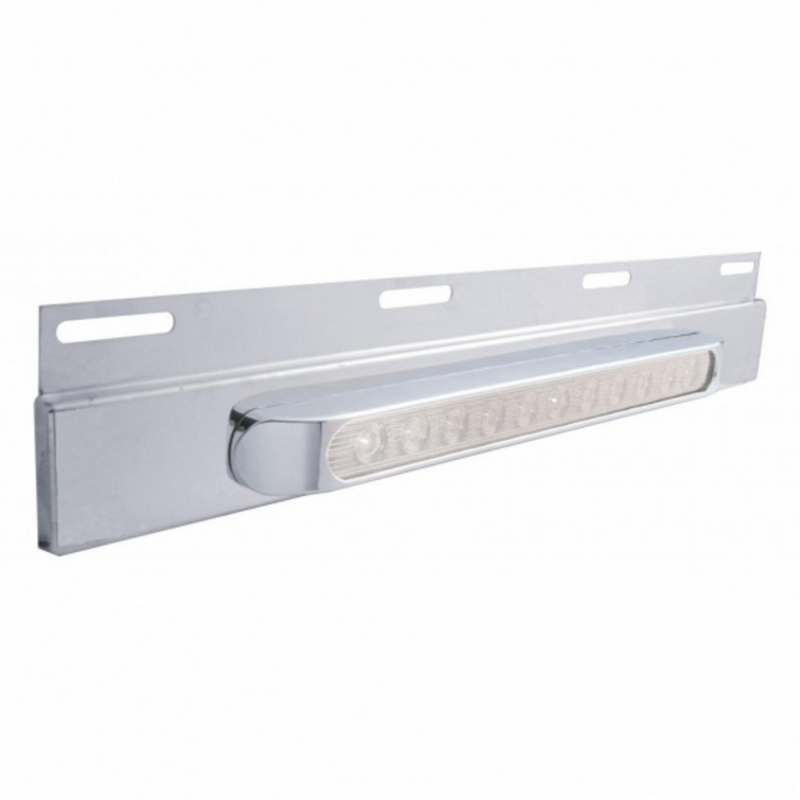 United Pacific Stainless Top Mud Flap Plate With 11 LED 17" Light Bar & Bezel Amber LED/Clear Lens (Each) 21427