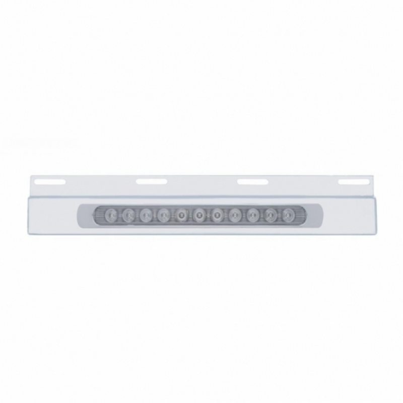 United Pacific Stainless Top Mud Flap Plate With 11 LED 17" Light Bar & Bezel Red LED/Clear Lens (Each) 21428
