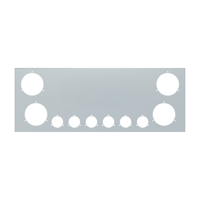 United Pacific 33-3/4" SS Rear Center Light Panel With Four 4" & Six 2" Light Cutouts(No LP Holes) 21434