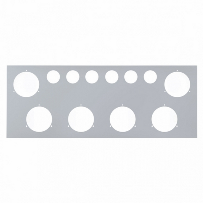 United Pacific Stainless Steel Rear Center Light Panel With Six 4" Light Cutouts & Six 2" Light Cutouts 21474