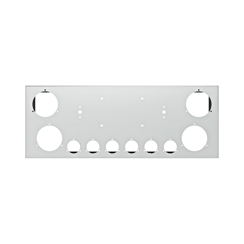 United Pacific 33-3/4" SS Rear Center Light Panel With Four 4" & Six 2" Light Cutouts 21493