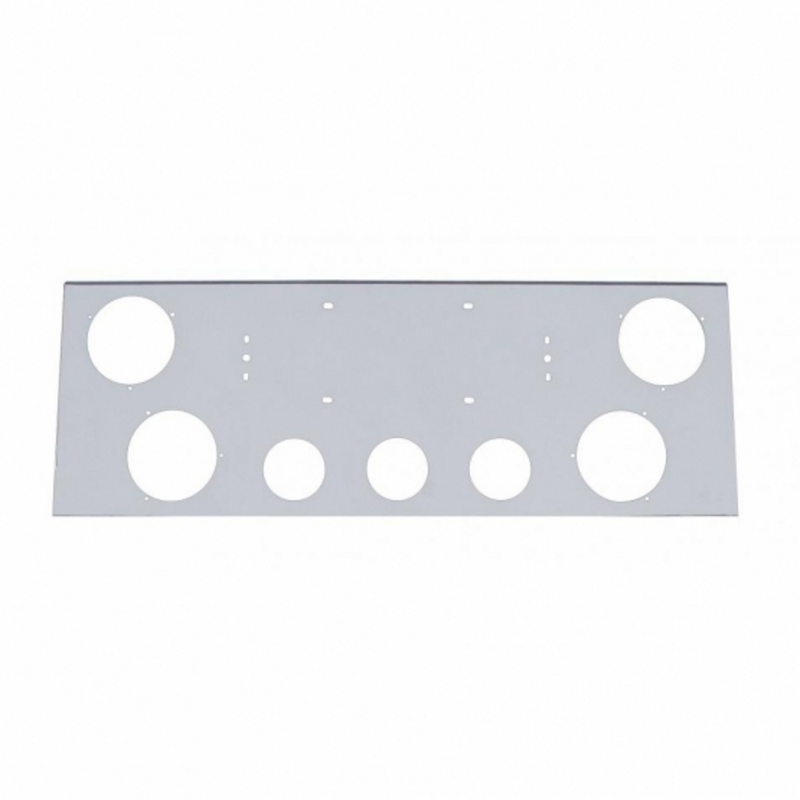 United Pacific Stainless Steel Rear Center Light Panel With Four 4" Light Cutouts & Three 2.5" Light Cutouts 21495