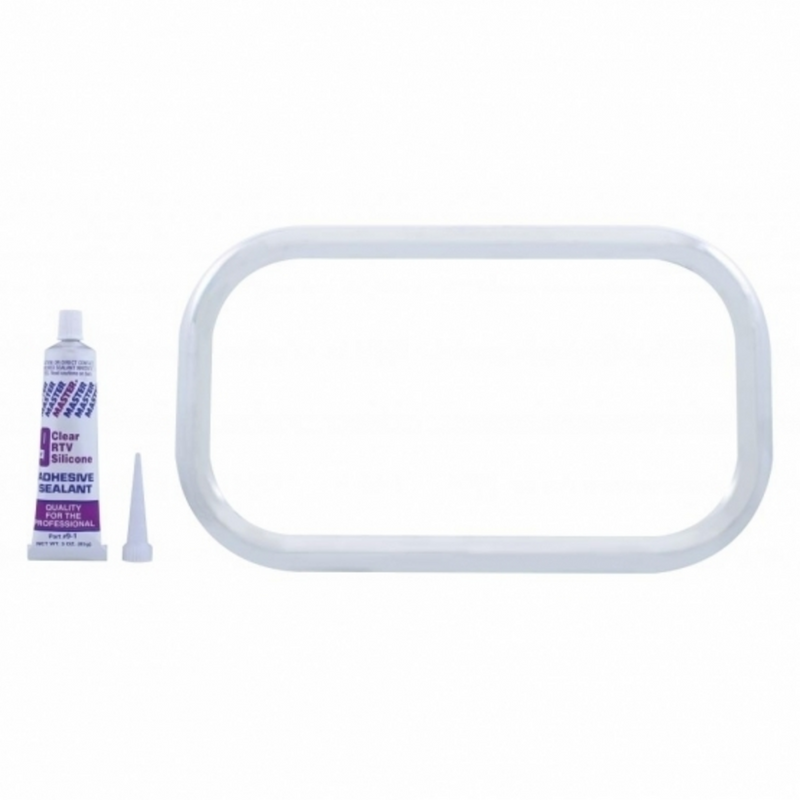 United Pacific Stainless Curved View Window Trim With Sealant Adhesive For Freightliner 21719