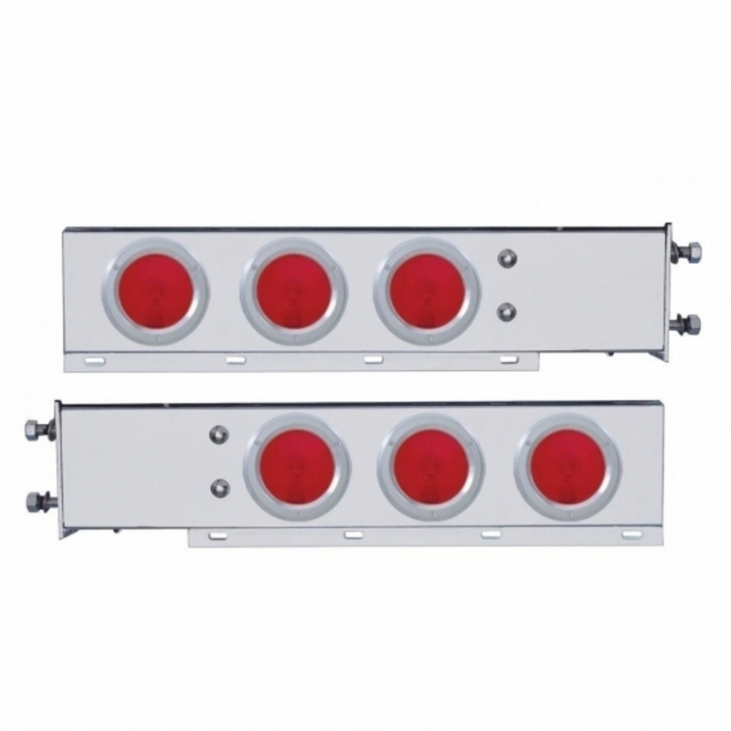 United Pacific 3-3/4" Bolt Pattern Deluxe Stainless Spring Loaded Light Bar With 6X 4" Lights & Bezels (Pair) 22239