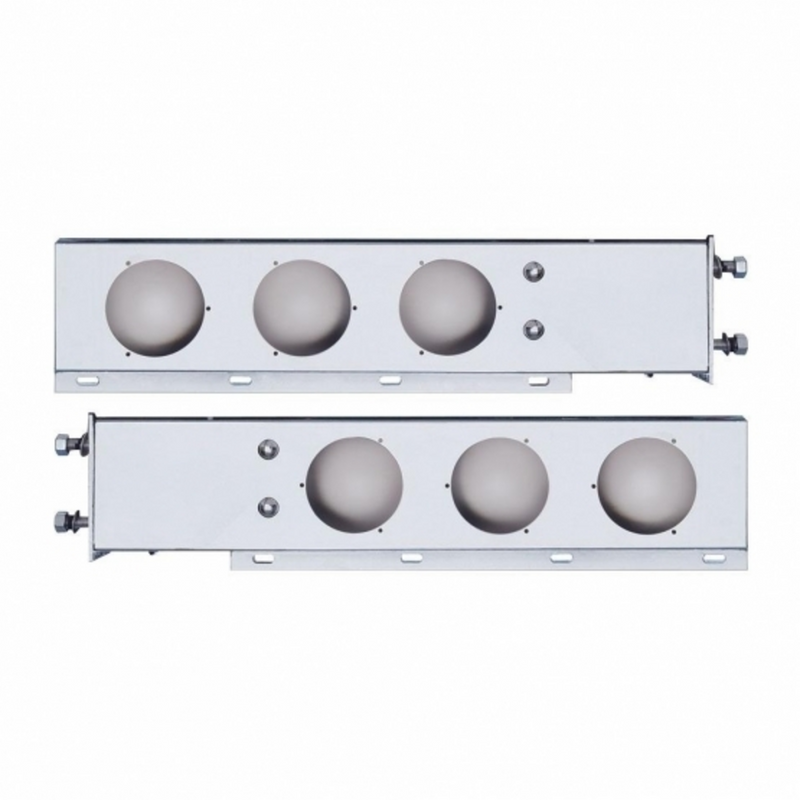 United Pacific 3-3/4" Bolt Pattern 430 SS Spring Loaded Light Bar With Three 4" Light Cutouts (Pair) 22300