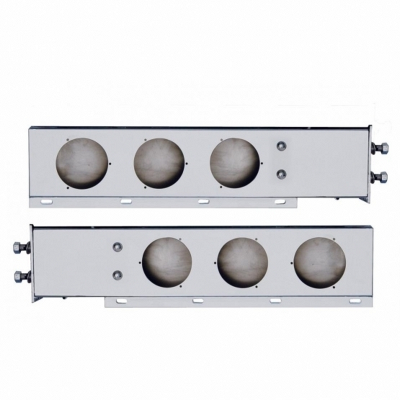 United Pacific 2.5" Bolt Pattern 430 SS Spring Loaded Light Bar With Three 4" Light Cutouts (Pair) 22301