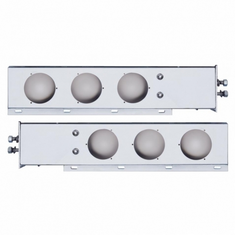 United Pacific 2" Bolt Pattern 430 SS Spring Loaded Light Bar With Three 4" Light Cutouts (Pair) 22302