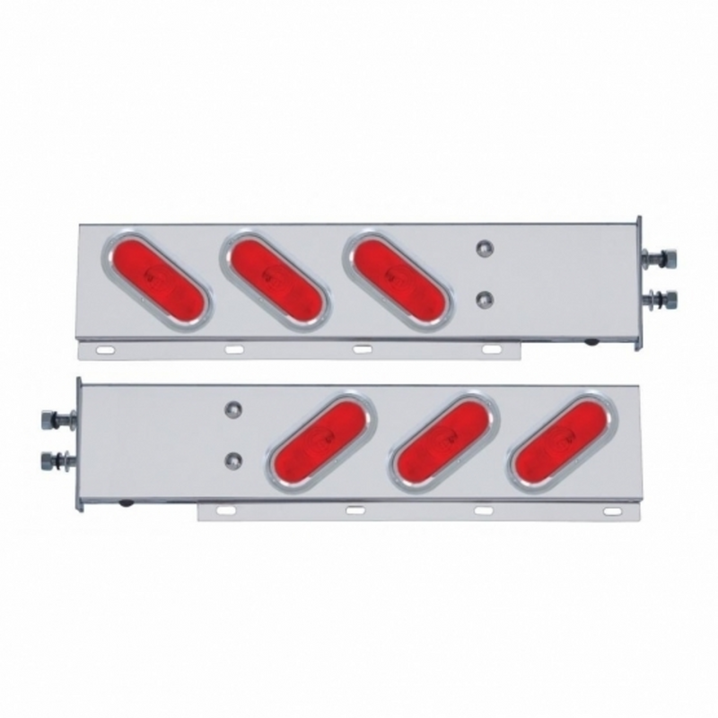 United Pacific 2.5" Bolt Pattern Stainless Spring Loaded Light Bar With 6X Oval Lights & Visors (Pair) 22354