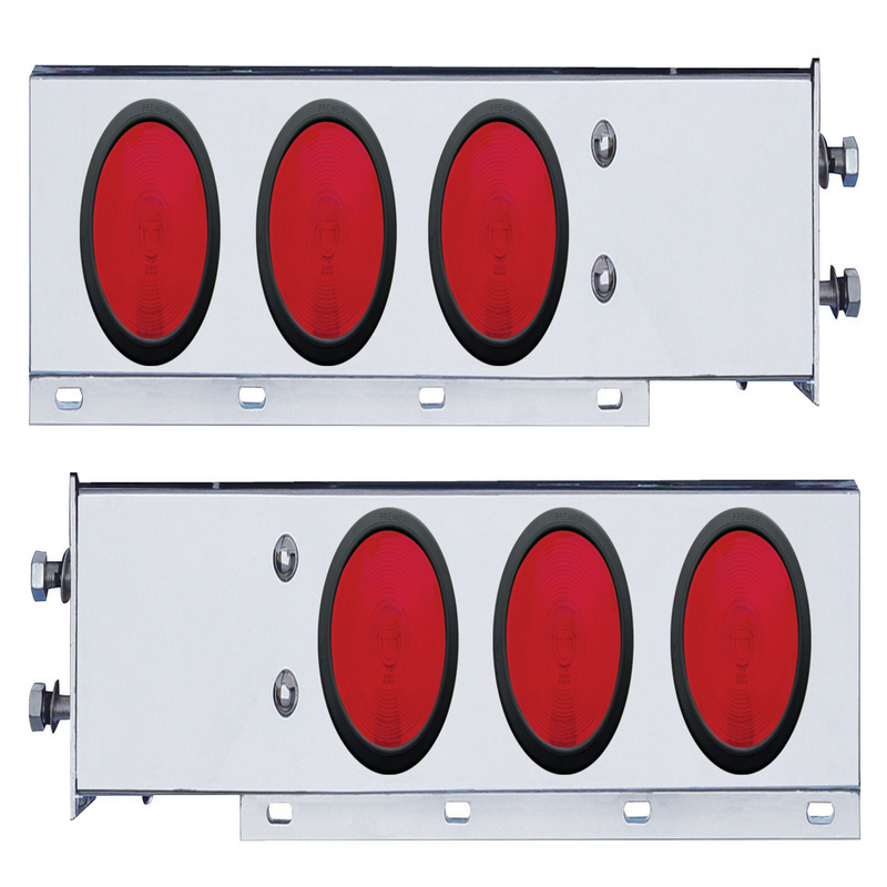 United Pacific 2.5" Bolt Pattern Stainless Spring Loaded Light Bar With 6X 4" Lights & Grommets (Pair) 22357