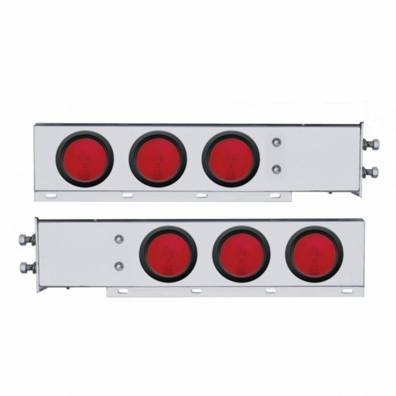 United Pacific 2" Bolt Pattern Stainless Spring Loaded Light Bar With 6X 4" Lights & Grommets (Pair) 22358