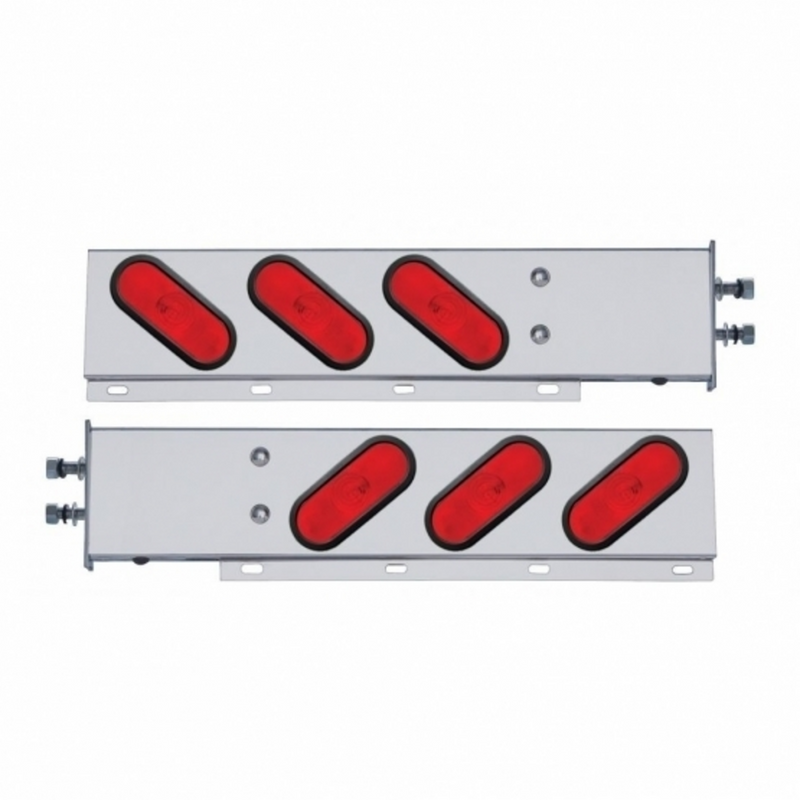 United Pacific 2.5" Bolt Pattern Stainless Spring Loaded Light Bar With 6X Oval Lights & Grommets (Pair) 22360