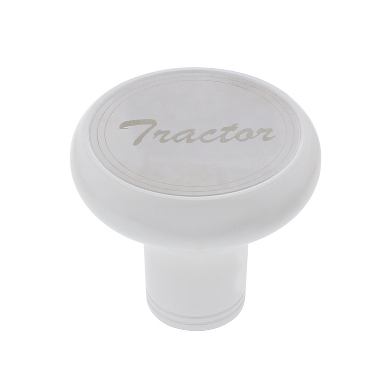 United Pacific Deluxe Aluminum Screw-On Air Valve Knob With Stainless "Tractor" Plaque Pearl White 22956