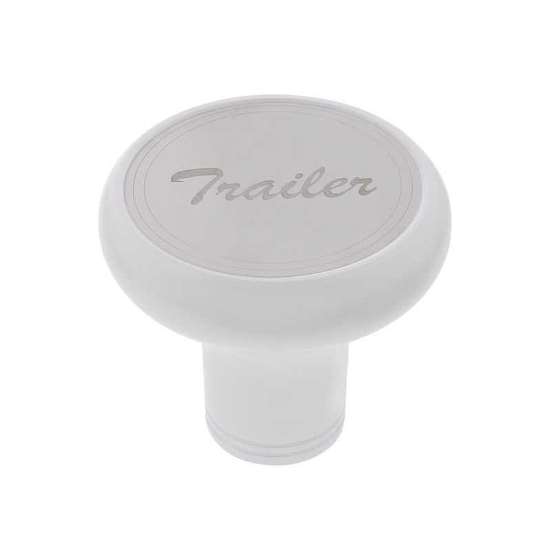 United Pacific Deluxe Aluminum Screw-On Air Valve Knob With Stainless "Trailer" Plaque Pearl White 22957
