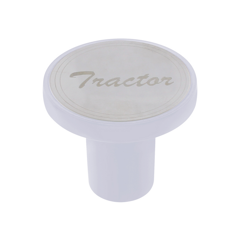 United Pacific Aluminum Screw-On Air Valve Knob With Stainless Tractor Plaque Pearl White 22958