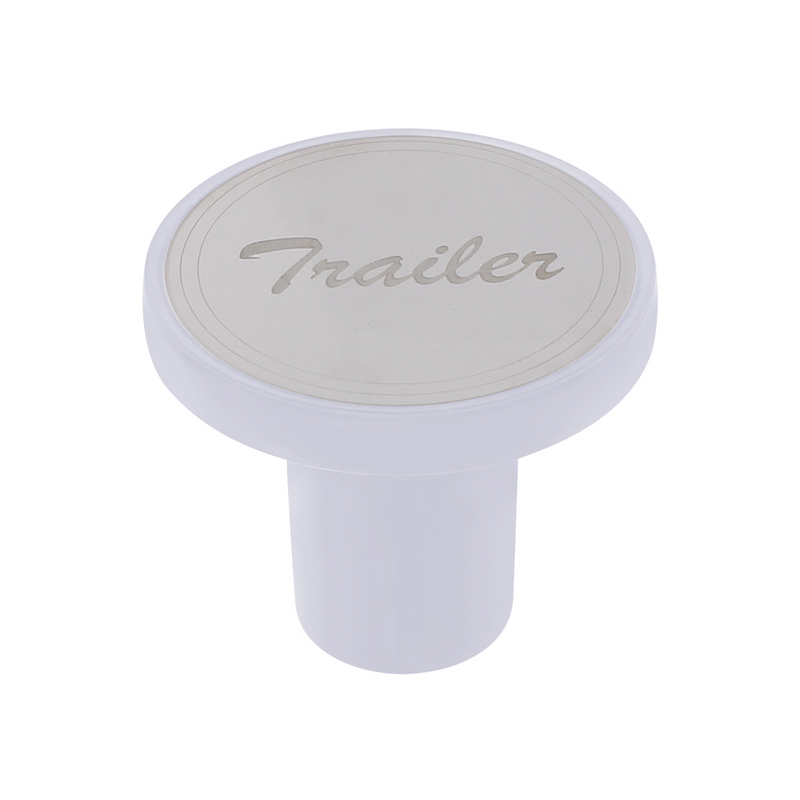 United Pacific Aluminum Screw-On Air Valve Knob With Stainless Trailer Plaque Pearl White 22959
