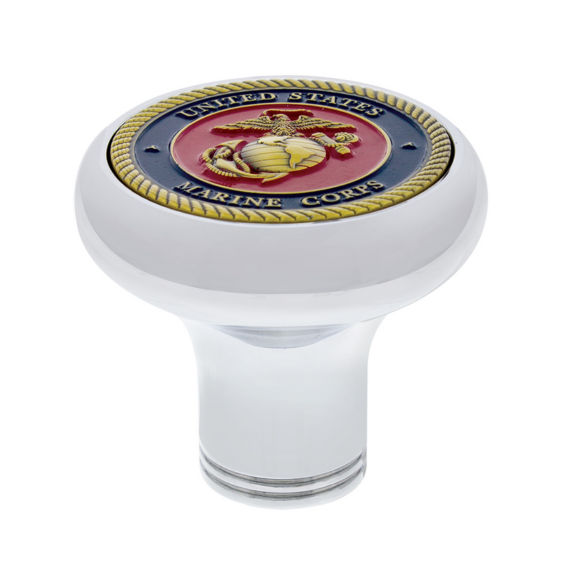 United Pacific Deluxe Military Medallion Air Valve Knobs Marine 22963