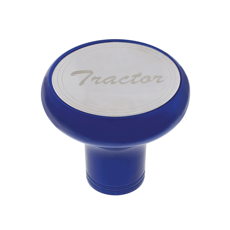 United Pacific Deluxe Aluminum Screw-On Air Valve Knob With Stainless Tractor Plaque Indigo Blue 22964
