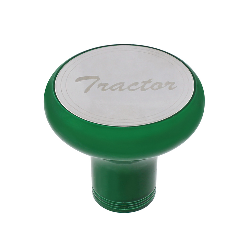 United Pacific Deluxe Aluminum Screw-On Air Valve Knob With Stainless Tractor Plaque Emerald Green 22965