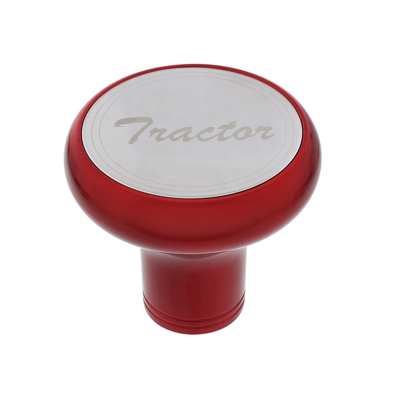 United Pacific Deluxe Aluminum Screw-On Air Valve Knob With Stainless Tractor Plaque Candy Red 22967