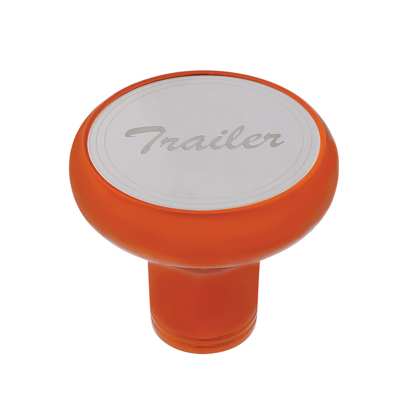 United Pacific Deluxe Aluminum Screw-On Air Valve Knob With Stainless Trailer Plaque Cadmium Orange 22971