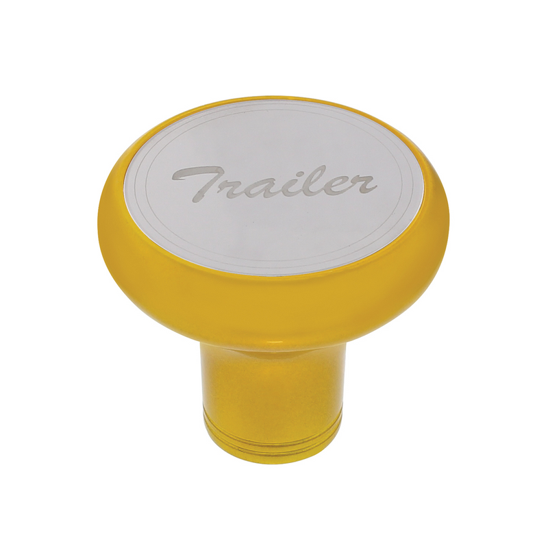 United Pacific Deluxe Aluminum Screw-On Air Valve Knob With Stainless Trailer Plaque Electric Yellow 22973