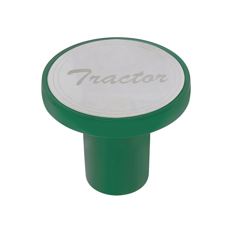United Pacific Aluminum Screw-On Air Valve Knob With Stainless Tractor Plaque Emerald Green 22980