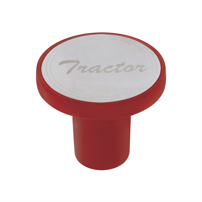 United Pacific Aluminum Screw-On Air Valve Knob With Stainless Tractor Plaque Candy Red 22982