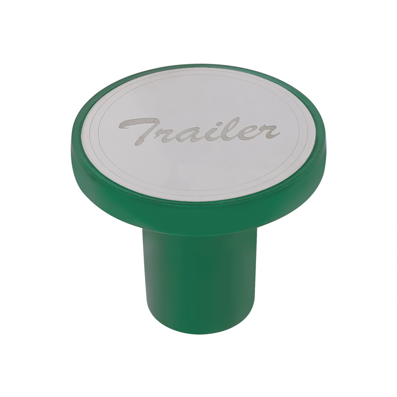 United Pacific Aluminum Screw-On Air Valve Knob With Stainless Trailer Plaque Emerald Green 22985