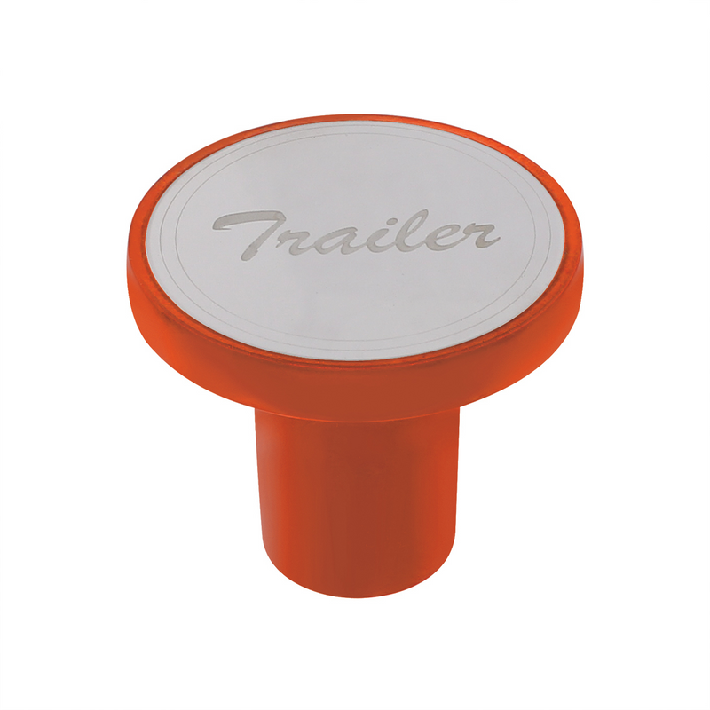 United Pacific Aluminum Screw-On Air Valve Knob With Stainless Trailer Plaque Cadmium Orange 22986