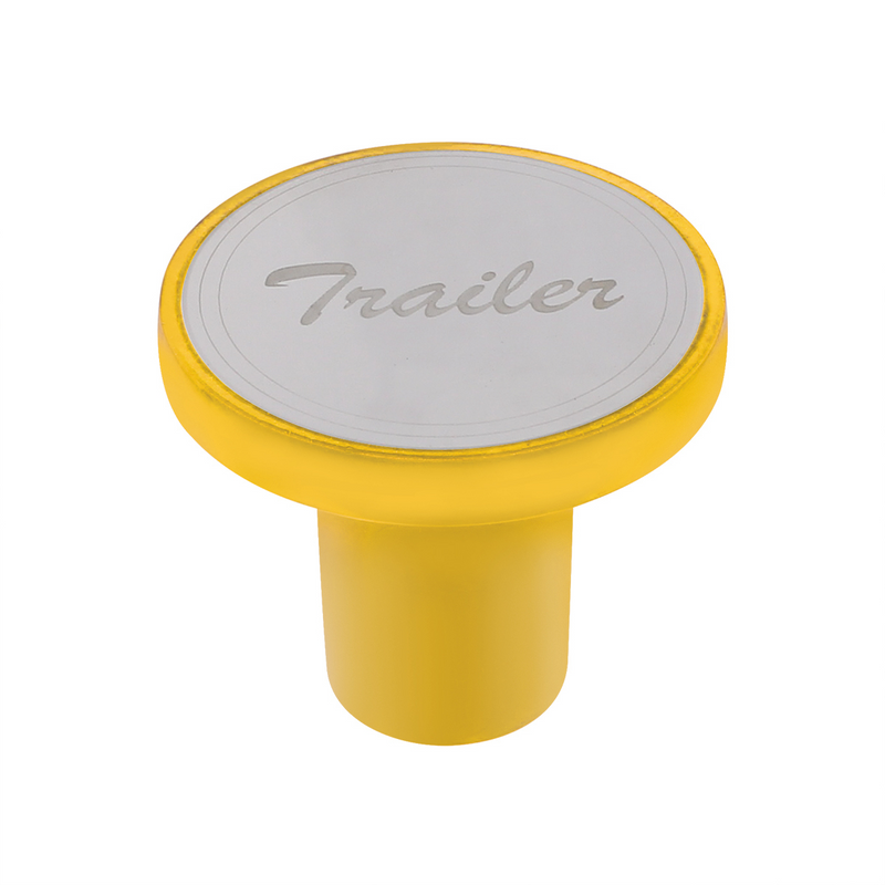 United Pacific Aluminum Screw-On Air Valve Knob With Stainless Trailer Plaque Electric Yellow 22988