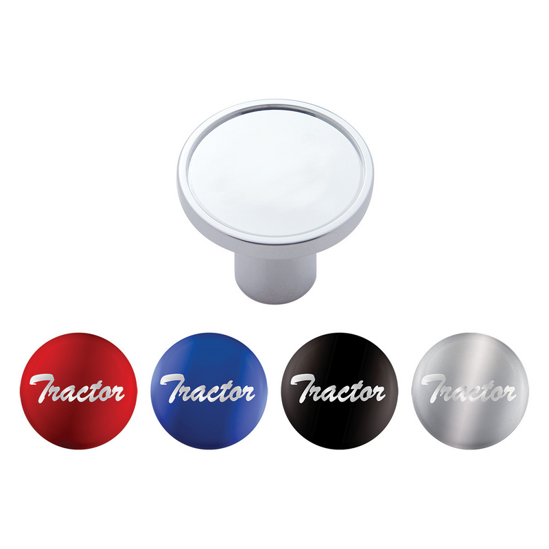 United Pacific "Tractor" Chrome Aluminum Screw-On Air Valve Knob With Multi Color Glossy Sticker 22991