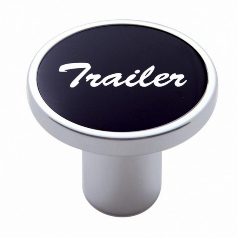 United Pacific Aluminum Screw-On Air Valve Knob With Trailer Script Sticker Black Sticker 23017