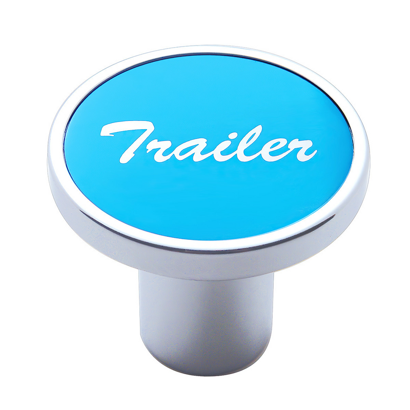 United Pacific Aluminum Screw-On Air Valve Knob With Trailer Script Sticker Blue Sticker 23018