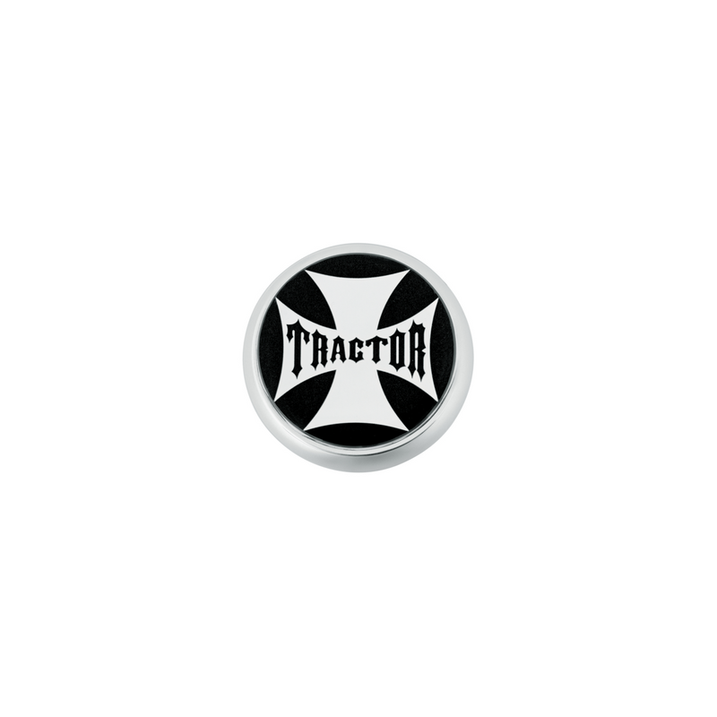 United Pacific "Tractor" Deluxe Air Valve Knob Black Maltese Cross Sticker 23166